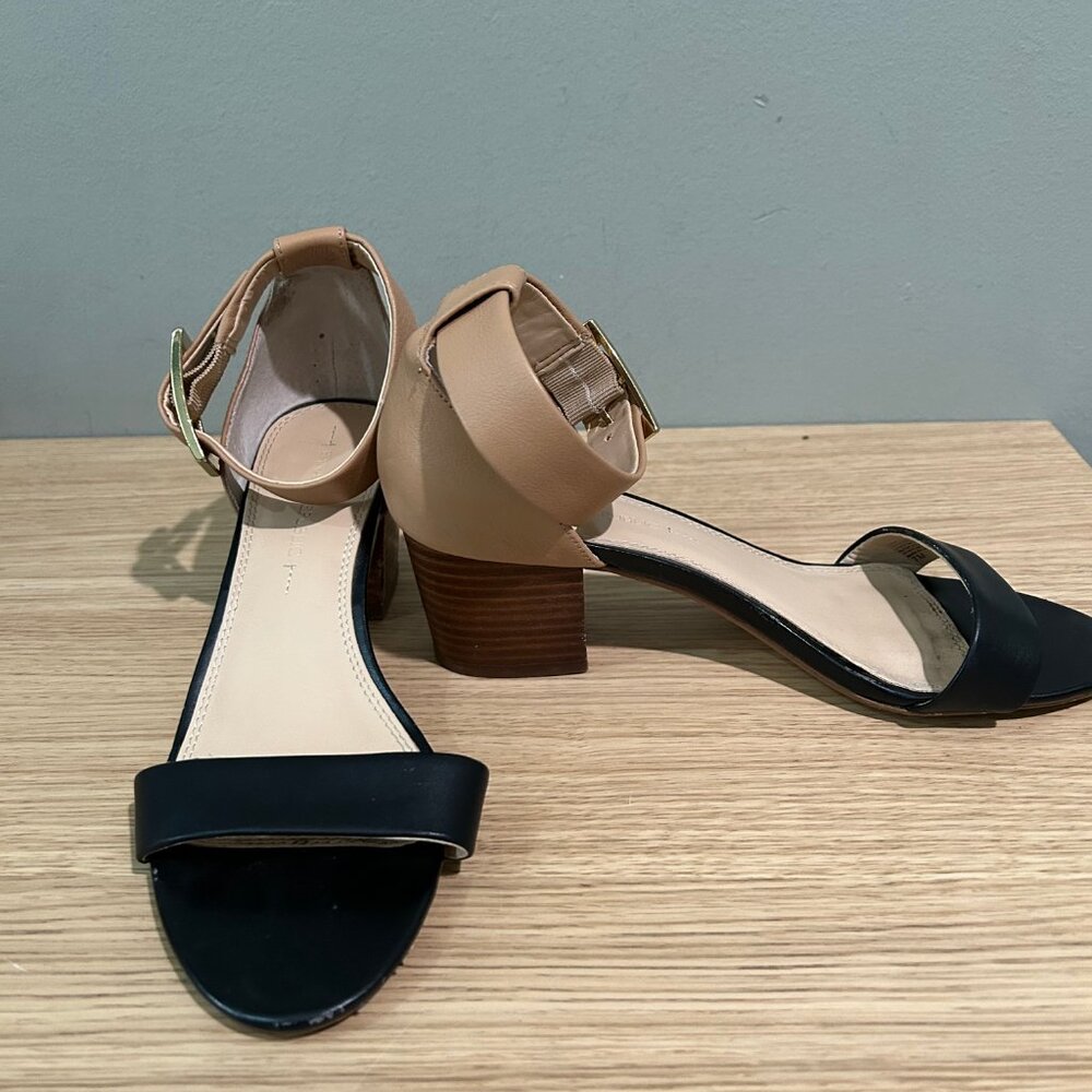banana Republic block heel two tone open toe ankle strap sandals
